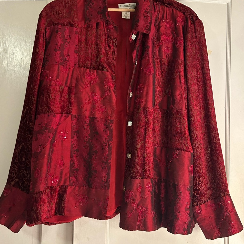 Coldwater Creek Rich Red Button-Down Shirt
